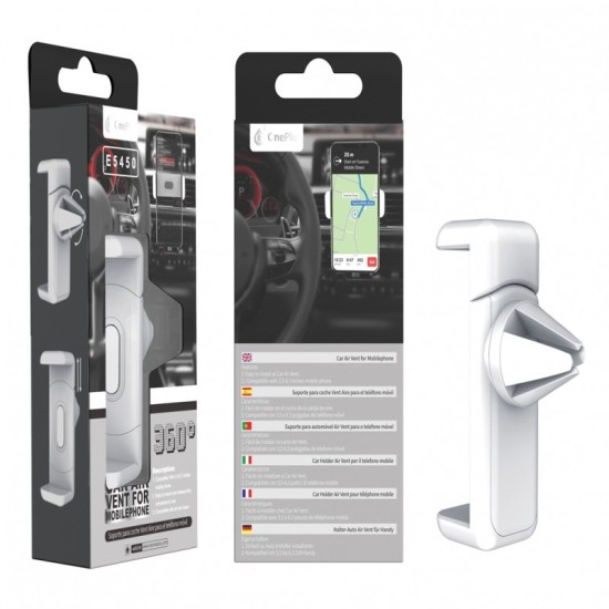 ONE PLUS E5450 UNIVERSAL MOBILE SUPPORT FOR AIRVENT, 3.5 "- 6.3", 360º ROTATION BRANCO ( 2500632 ) ONE PLUS E5450 UNIVERSAL MOBILE SUPPORT FOR AIRVENT, 3.5 "- 6.3", 360º ROTATION BRANCO ( 2500632 )